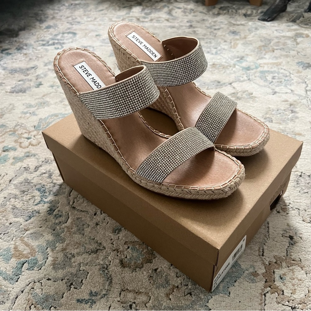 NWOT, Steve Madden Wedge Heel, Icey Rhinestone, Size 11, never worn